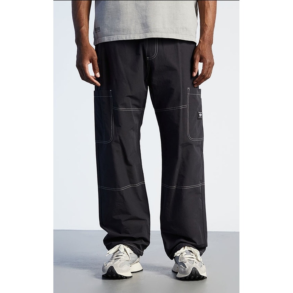 Pacsun Y2K Technical Cargo Relaxed Pants Black Streetwear Baggy 22x28.5 Size M